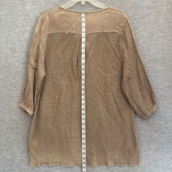 M. Rena Boho Lagenlook Gauze Tunic Womens Medium Beachy Artsy Breezy Made in USA - Picture 11 of 13